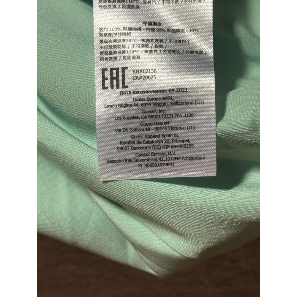 NWOT Guess‎ Tropical Leaf Print Tie Front Midi Dress Green V-Neck Flutter Sleeve - Picture 11 of 11